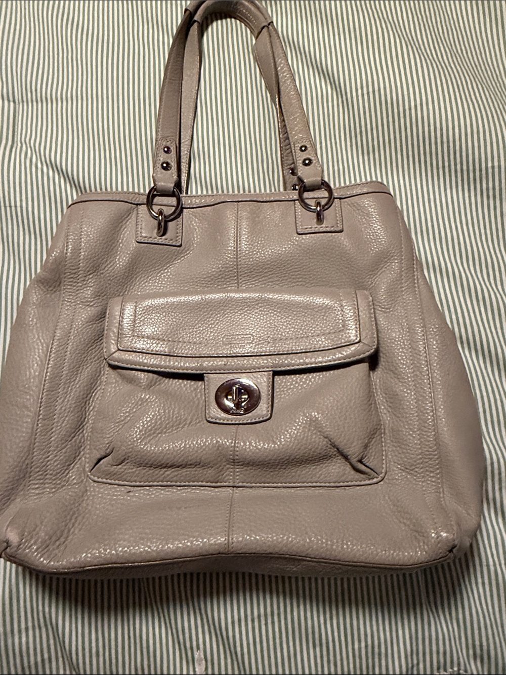 Coach Pebble Leather Shoulder Bag in Taupe
